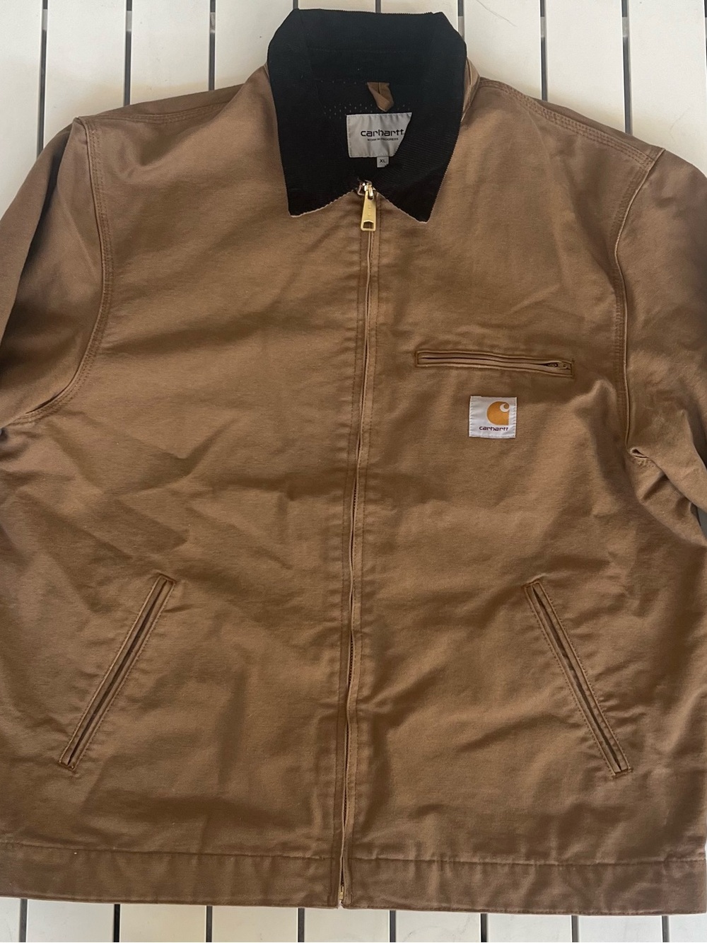 Carhartt WIP Brown Jacket with Black Corduroy Collar